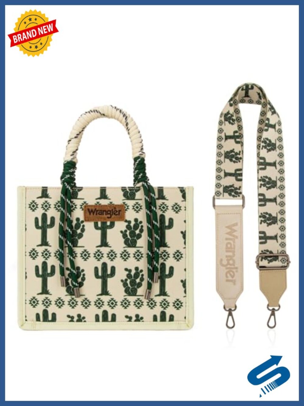 Canvas Tote Bag with Zipper Crossbody Adjustable Strap Western